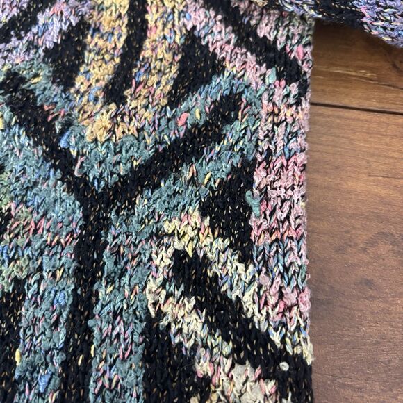 Vtg 90s Y2K South Cotton Womens L Hand Knitted Cardigan Sweater Heavy Y Pattern - Picture 8 of 11